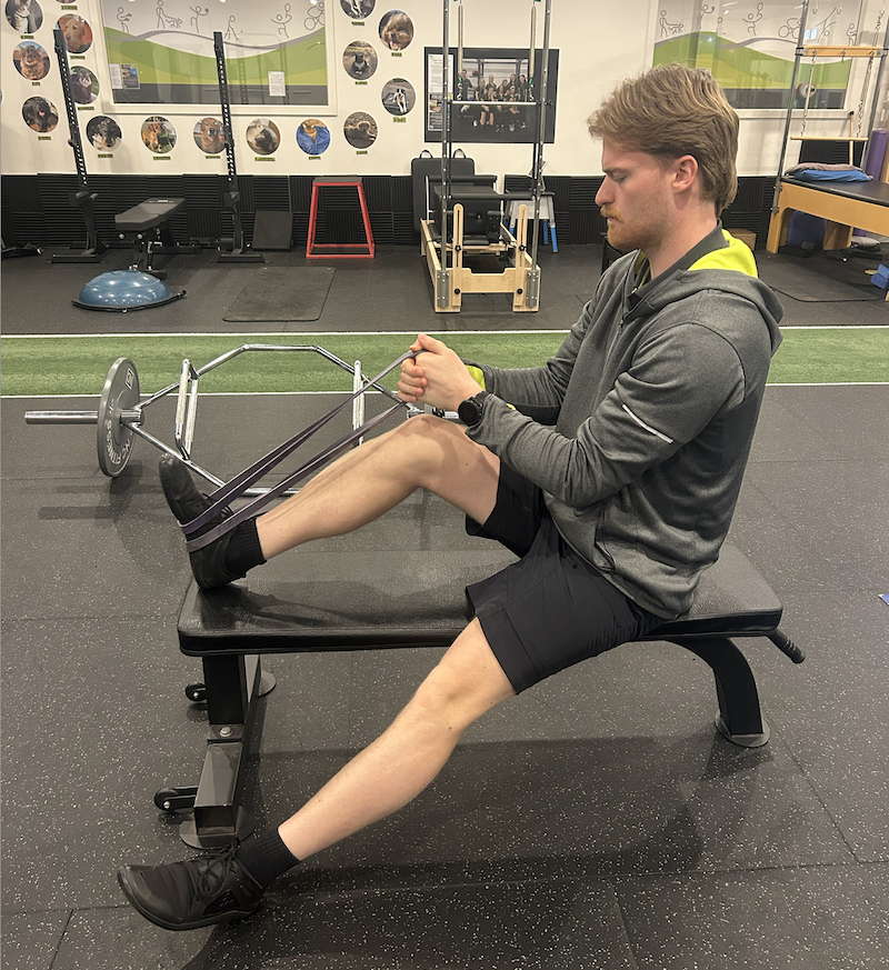 seated knee extension with resistance band